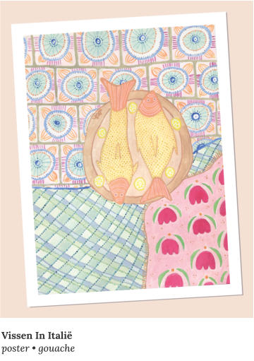 Vissen In Italië poster • gouache